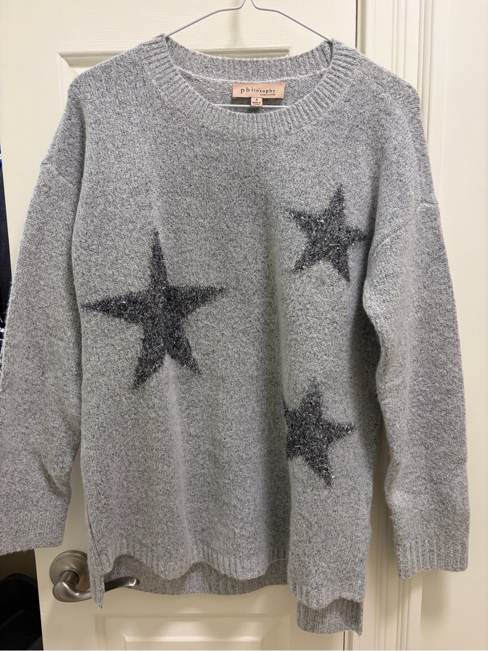 Philosophy Gray Crewneck Sweater with Dark Gray Stars